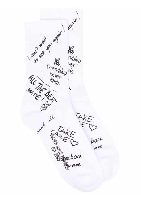 Calzini con stampa scarabocchi in bianco Golden goose - unisex